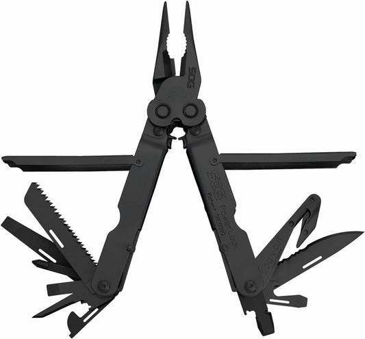 SOG Powerlock V-Cutter- Multi-Tool Pocket Utility Tool Set with 18 Specialty Tools for Heavy-Duty Field Use and Nylon Carrying Pouch (B63N-CP)