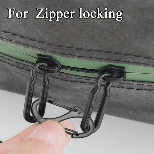 HANTAQ 6PCS Zipper Clip Theft Deterrent,Double Clips Carabiner Zipper Lock,Zipper Puller Replacement for Backpacks Suitcases Traveling Camping Tent