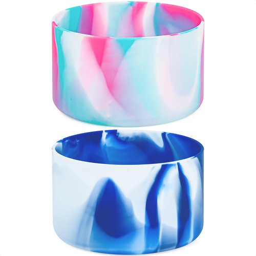 QIANHAI Protective Silicone Boots for Stanley Quencher Adventure 40oz Tumbler & IceFlow 30oz 20oz Base Bottom Sleeve, Non-Slip Sport Water Bottle Stanley Cup Accessories (1PinkBlue&1BlueWhite)