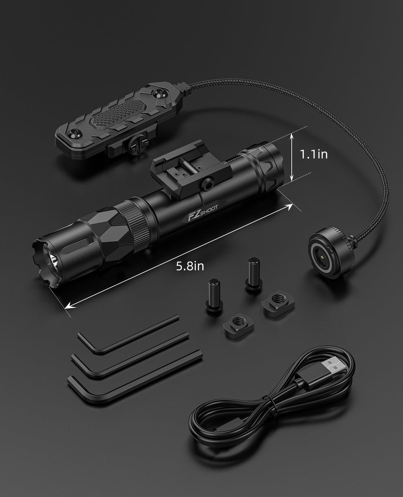 EZshoot 2500 Lumens Tactical Laser Light Combo for Rifle Compatible with Picatinny with Magnetic Remote Switch, Ar Light Laser Combo with Strobe Mode, Tactical Flashlight for Home Defense, Hunting