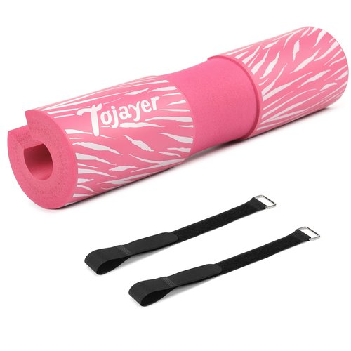 Tojayer Squat Pad Barbell Pad - Neck & Shoulder Protective Foam Workout Weight Lifting Bar Cushion for Lunges & Hip Thrusts, Fit Standard and Olympic Bars Perfectly, Pink