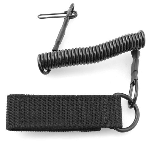 TAODAN Tactical Anti-Lost Elastic Lanyard Black Spiral Cable Coil Style Secure Spring Lanyard, Safety Strap Rope for Key Ring Chain Flashlight Hunting Accessories, Military Spring Rope