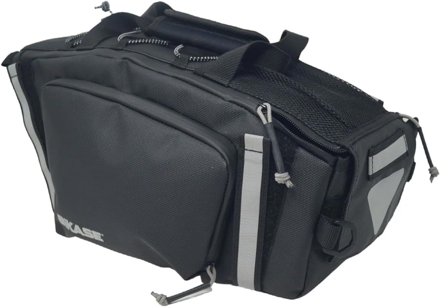 BiKase Big Momma Bike Trunk Bag - Universal Fit Medium Rear Rack Bag with Side Pockets, Top Bungee, Mesh Pocket, Key Holder & Reflective Accents - Spacious Bicycle Rack Bag for Ebikes & Bicycles