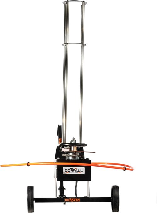 Do All Outdoors Raven Automatic Clay Pigeon Thrower with Wheels & Pull Handle - Holds 75 Clay Pigeons - 25 ft Foot Pedal Cord - Easy Transport Electronic Skeet Thrower Machine