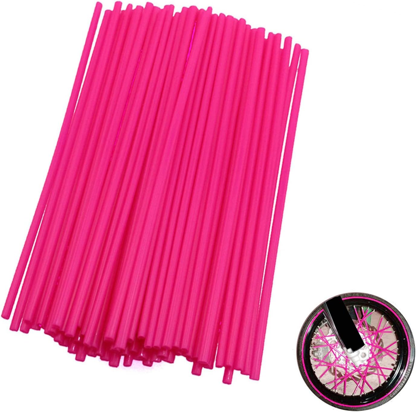 72Pcs Universal Spoke Skins Cover - Ovelur Wheel Spoke Wraps Skins Pipe Trim Decoration Protector For Motorcycle Dirt Bike Yamaha Harley Suzuki(Pink)