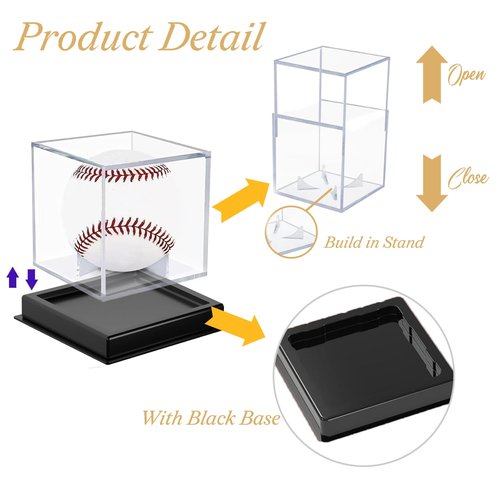 Inscool Acrylic Display Case , UV Protected Baseball Display Case Baseball Holder Acrylic Cube Clear Box Memorabilia Display Cases ,Autograph Display Cases&Storage Baseball Display Case (High Class)