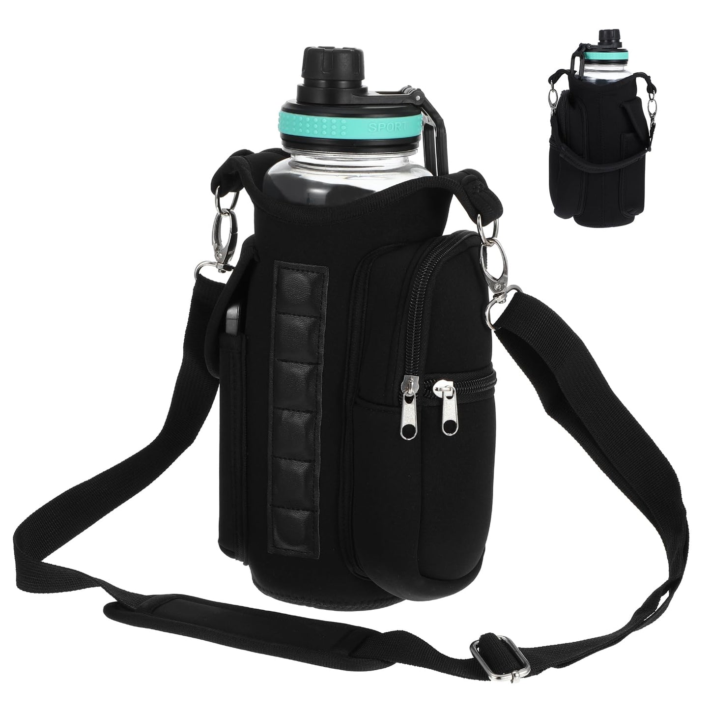 JOUTYFOR Gym Magnetic Bag Water Bottle Holder Gym Bottle Carrier Bag with Phone Pockets & Handle Shoulder Strap Gym Accessories Organizer for Men Women,5 Built-in Magnets Gym Bag Pouch Sleeve