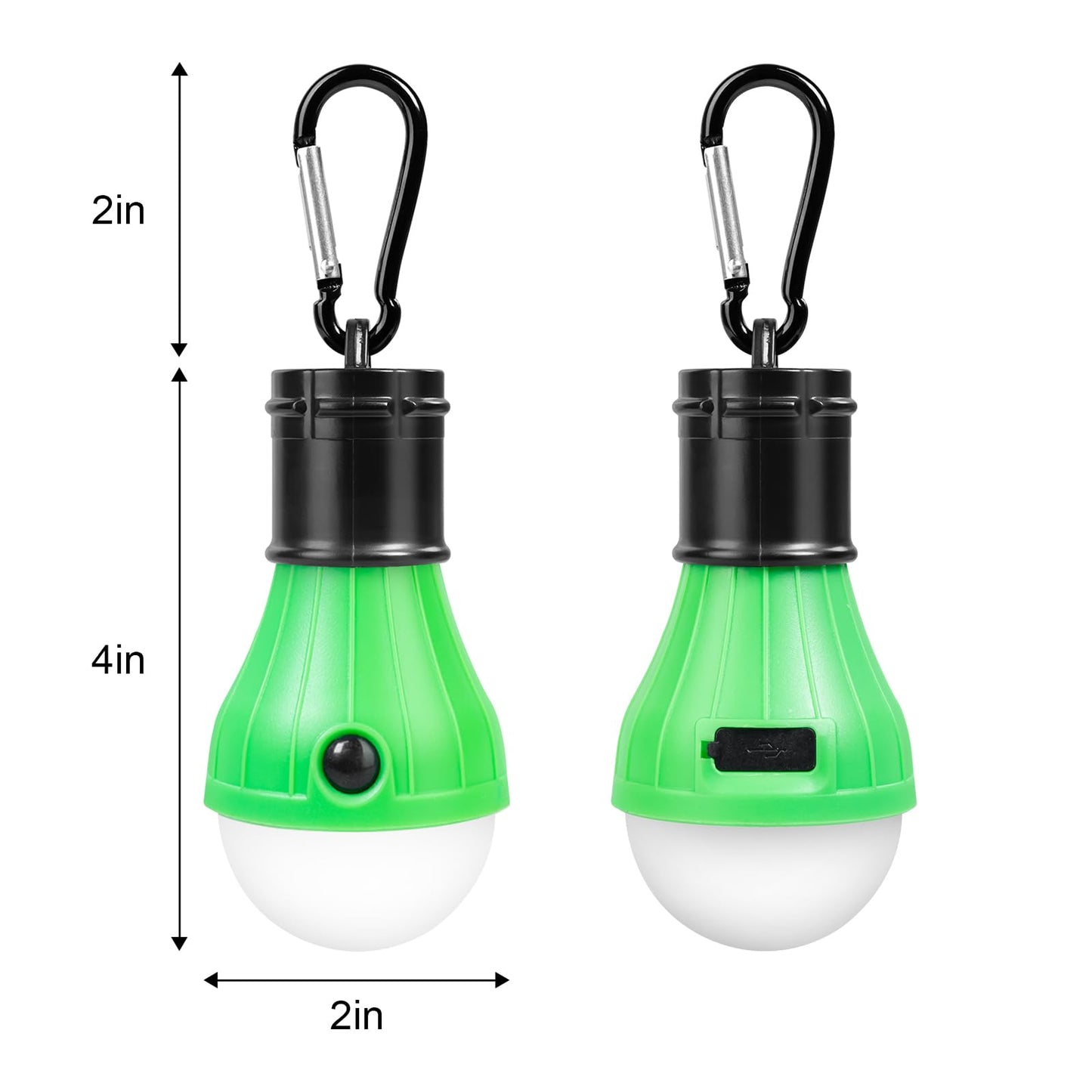 Jarxin Led Camping Lantern USB Rechargeable,Outdoor Tent Lights for Camping Hanging,Kids with Clip Hook Camping Flashlight (4 Packs Black)