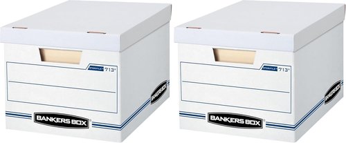 Bankers Box 6 Pack (0071303) STOR/FILE Basic Duty File Storage Boxes, Standard Assembly, Lift-off Lid, Letter/Legal, White/Blue
