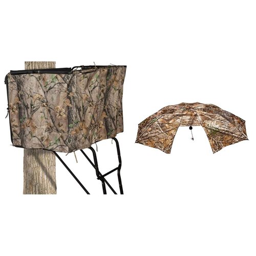 Big Game Treestands Deluxe Universal Blind Kit, Epic Camo & Allen Company Vanish Instant Roof Tree Stand Umbrella - Large Umbrella with Realtree Edge Camo