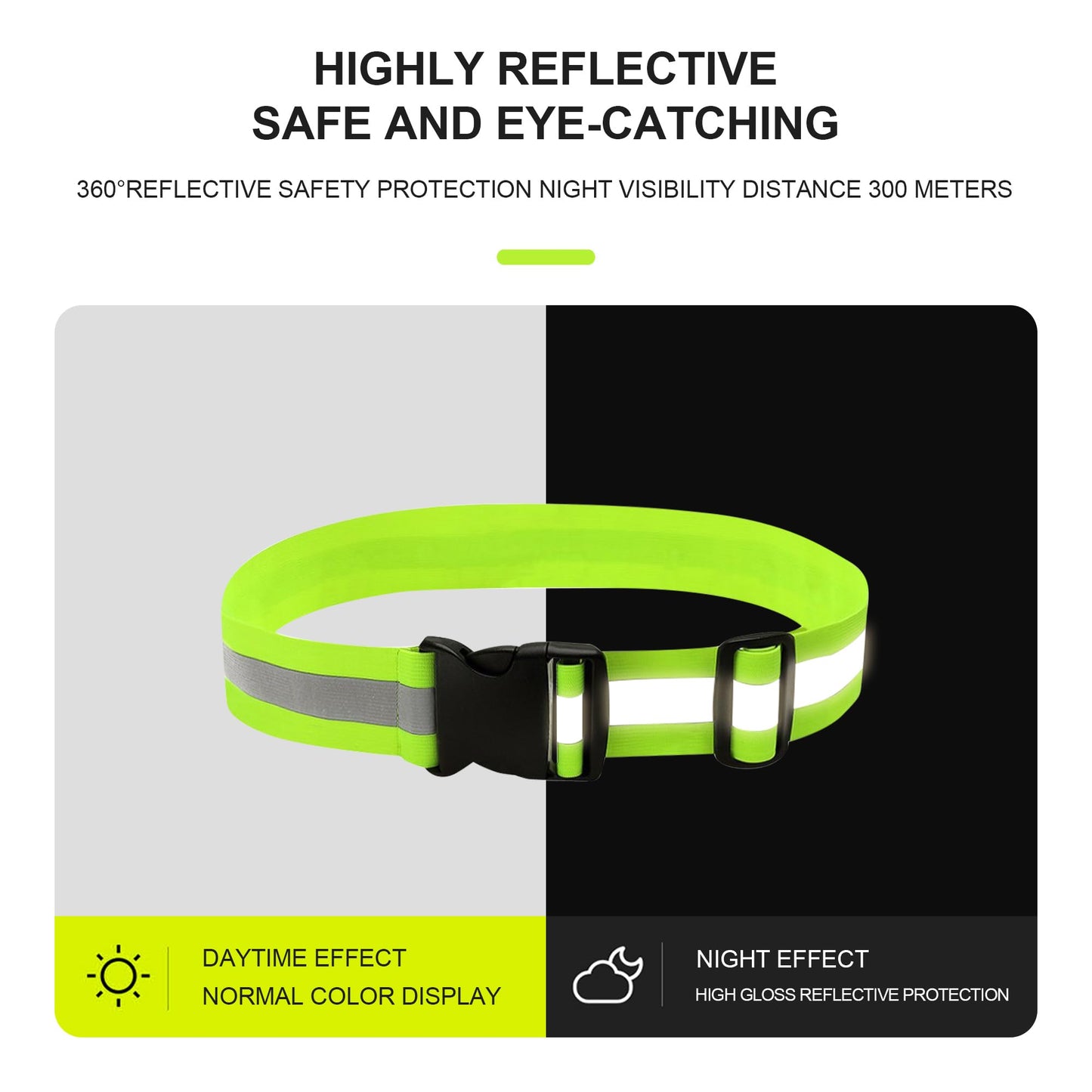 GOOFIT Reflective Safety Belt, High Visibility, 2 Reflective Safety Belt Adjustable & 8 Elastic Reflective Wristbands,Reflective Belt for Jogging, Cycling, Running, Hiking