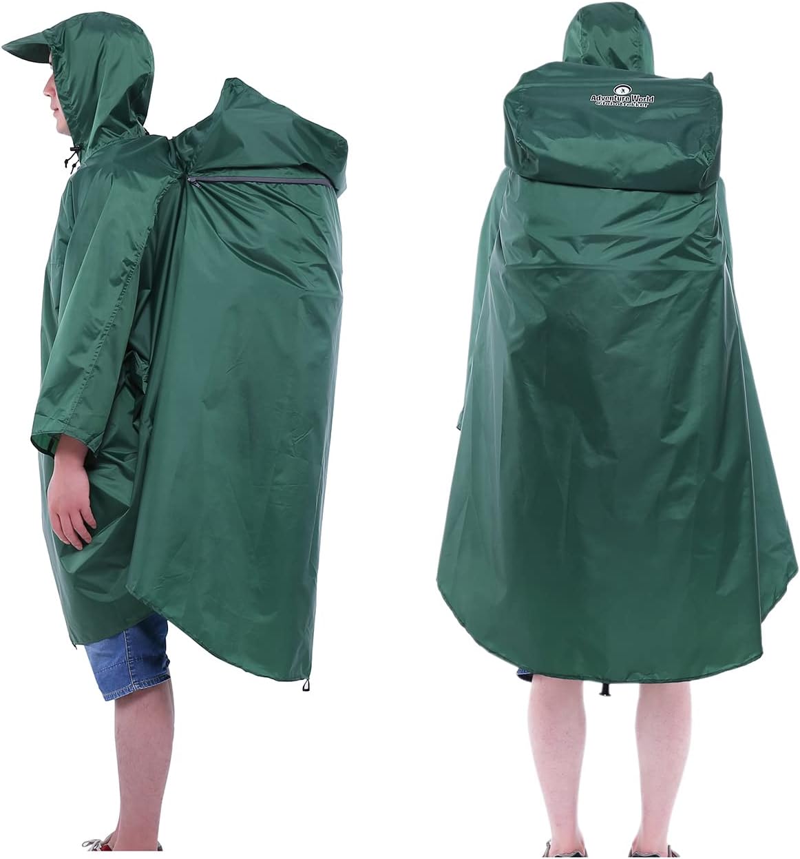 Adventure World Globotrekker Backpack Poncho Lightweight Waterproof Rain Poncho for Hiking, Camping, Travel & Outdoor Use