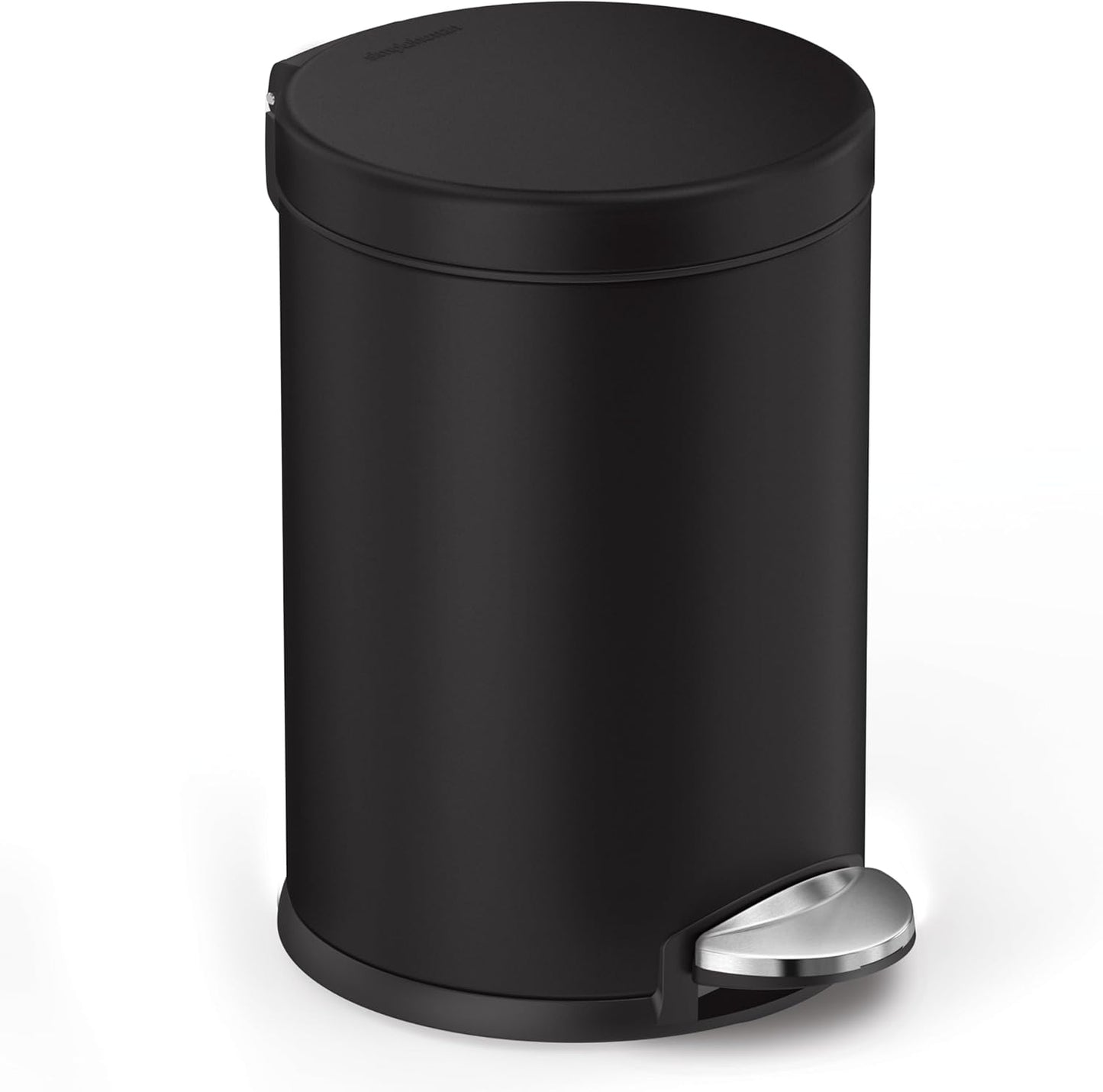 simplehuman 4.5 Liter / 1.2 Gallon Round Bathroom Step Trash Can, Brushed Stainless Steel
