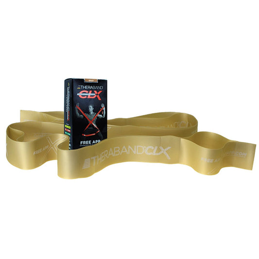 THERABAND CLX Gold Resistance Band with Loops - 5ft Fitness Band for Home Workouts, Level 8 Strength Training Equipment
