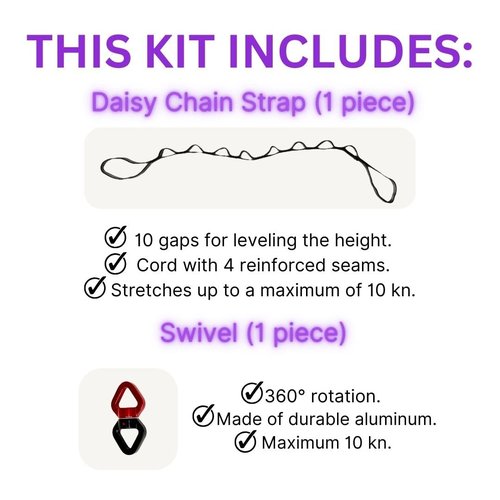 BUNGEE Kit: Ideal for Flying Workouts & Dance. Supports 25-95 kg Weight. Includes Harness, Bungee Ropes, Swivel, Daisy Chain & 1 Month Free Access to Videos, Music & Workouts (M)