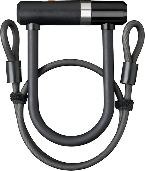 AXA Newton Mini Bike U-Lock with Cable, Heavy Duty Anti-Theft Bicycle U Lock, 14mm Shackle and 10mm x3.25ft Length Security Cable with Mounting Bracket and Keys