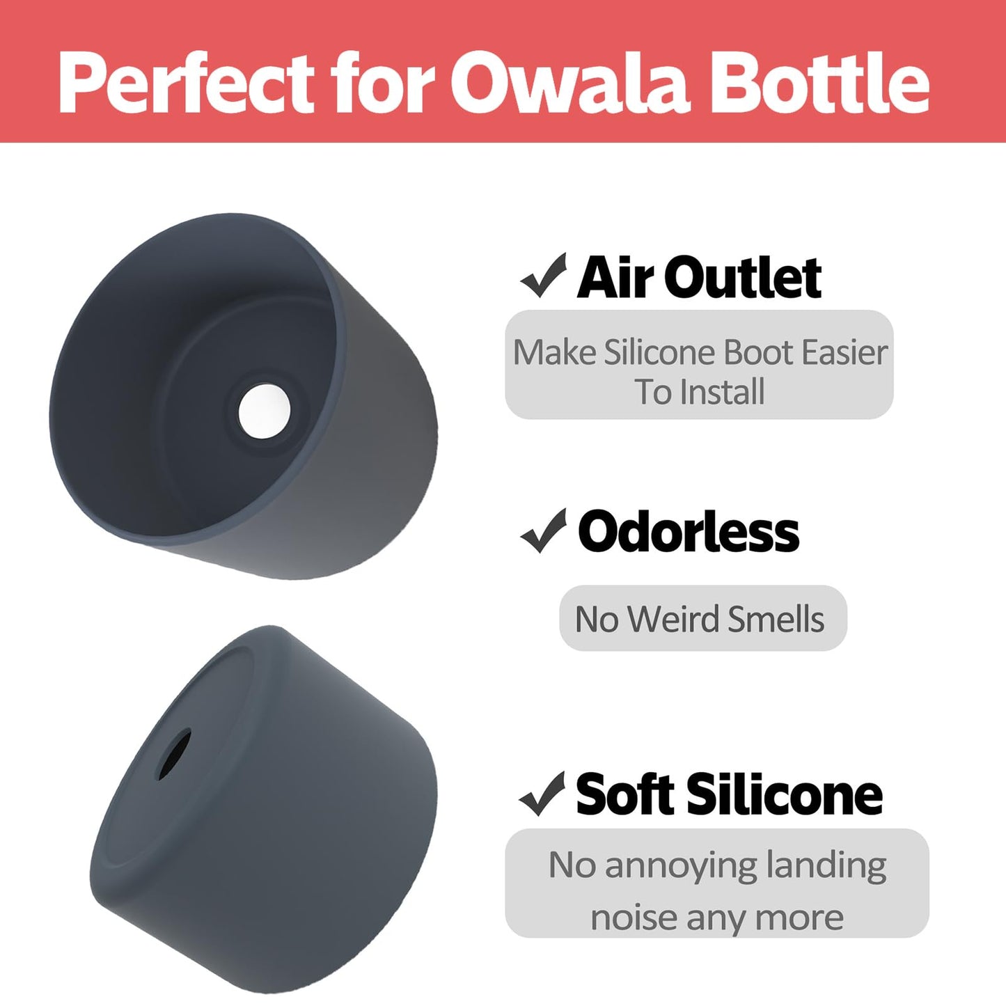 FFIHTY 2PCS Upgrade Silicone Boot Suitable for Owala 24oz 32oz 40oz FreeSip, Twist, and Flip Stainless Steel Water Bottle, Anti-Slip Protective Sleeve Bottom Bumper Water Bottles