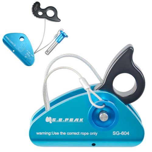 SEPEAK 15kN Detachable Rope Grab Ascender, Flip Line Adjuster,Grip Clamp,Fall Protection Belay Device for Rock Climbing,Tree Arborist,Climbing Rescue Caving, Mountaineering/Fit for 11~13 MM Rope/Blue
