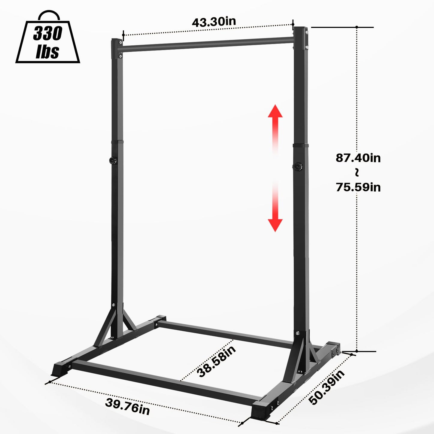 Pull Up Station, Bongkim Power Tower Portable Pullup Bar Station, Pull Up Bar for Home Gym, Pull Up Tower Station 330LBS (Black)