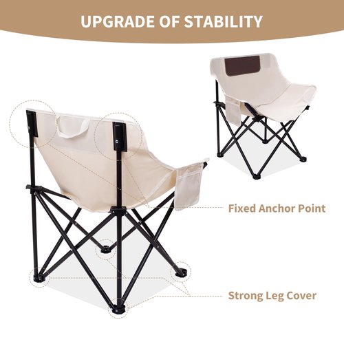 Portable Folding Chair for Sauna, Fast Folding Chair with Carry Bag and Side Pocket Chairs for Adults, Carry Chair for Camping, Tailgates, Beach, and Sports(Black)