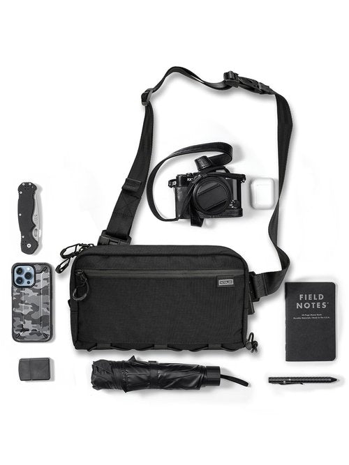 TACTICAL_GEEK Cache L4 EDC Sling Bag, Lightweight Crossbody Shoulder Bag, 2.9L High-Capacity Travel Chest Bag, Single Strap Bag for Casual Travel, Hiking, and Outdoor Sports (Black)