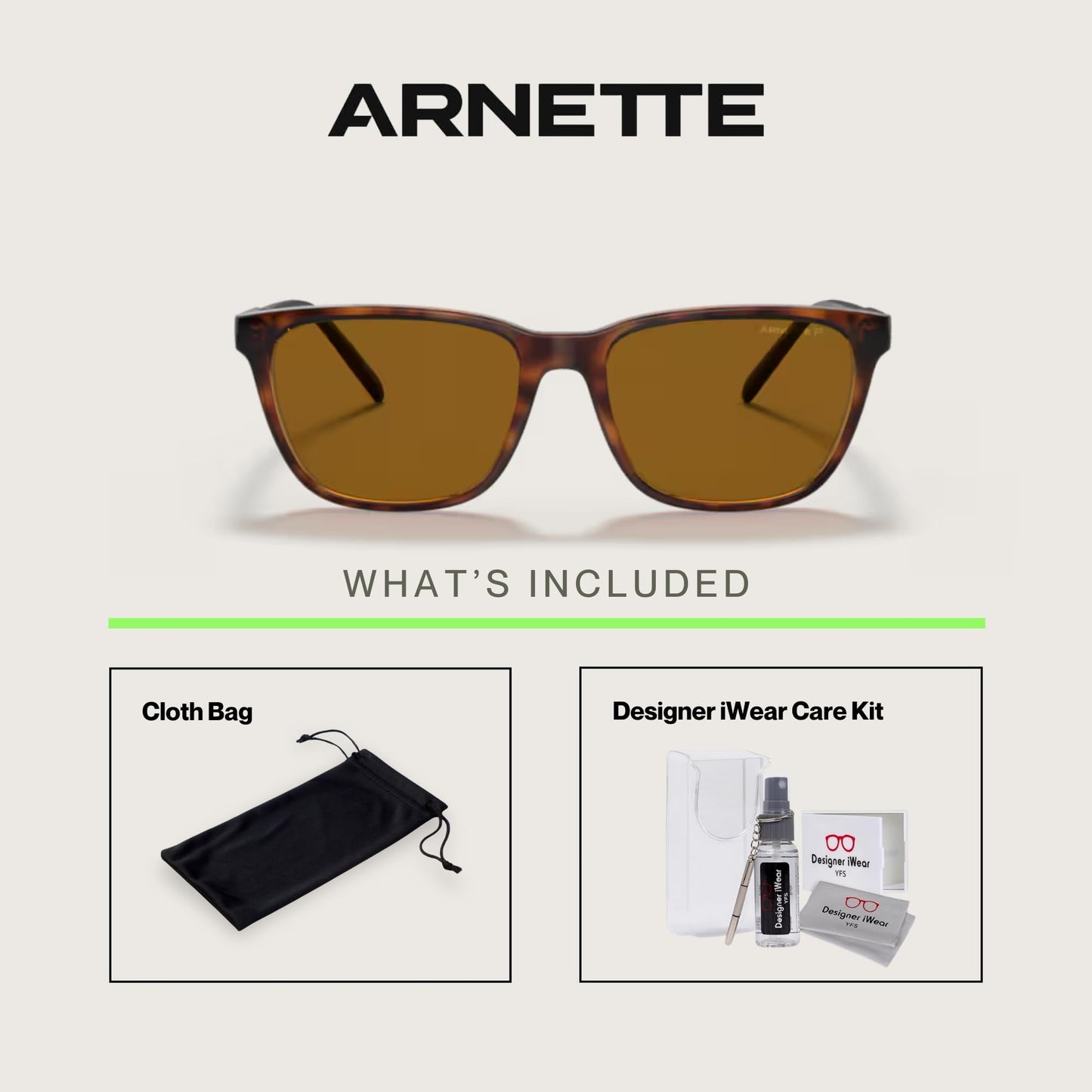 ARNETTE Cortex AN4291 277083 57MM Dark Havana/Brown Polarized Square Sunglasses for Men +BUNDLE with ACCESSORY EYEWEAR KIT