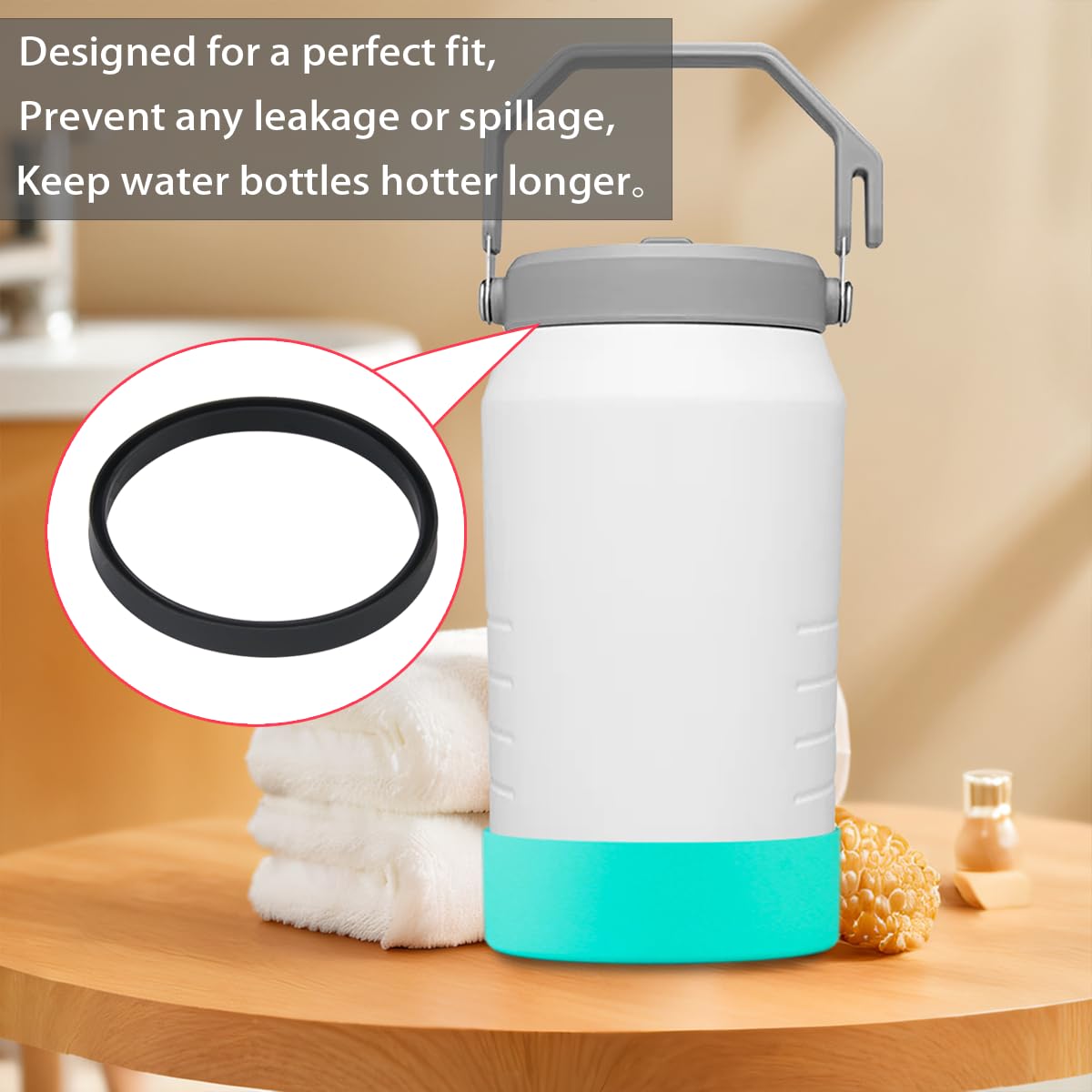 4-Piece Silicone Sleeve with Replacement Gasket for Stanley 64oz IceFlow Flip Top Tumbler, Silicone Sleeve Replacement Gasket for Stanley 64oz Water Bottle (4, Rose Red Green)