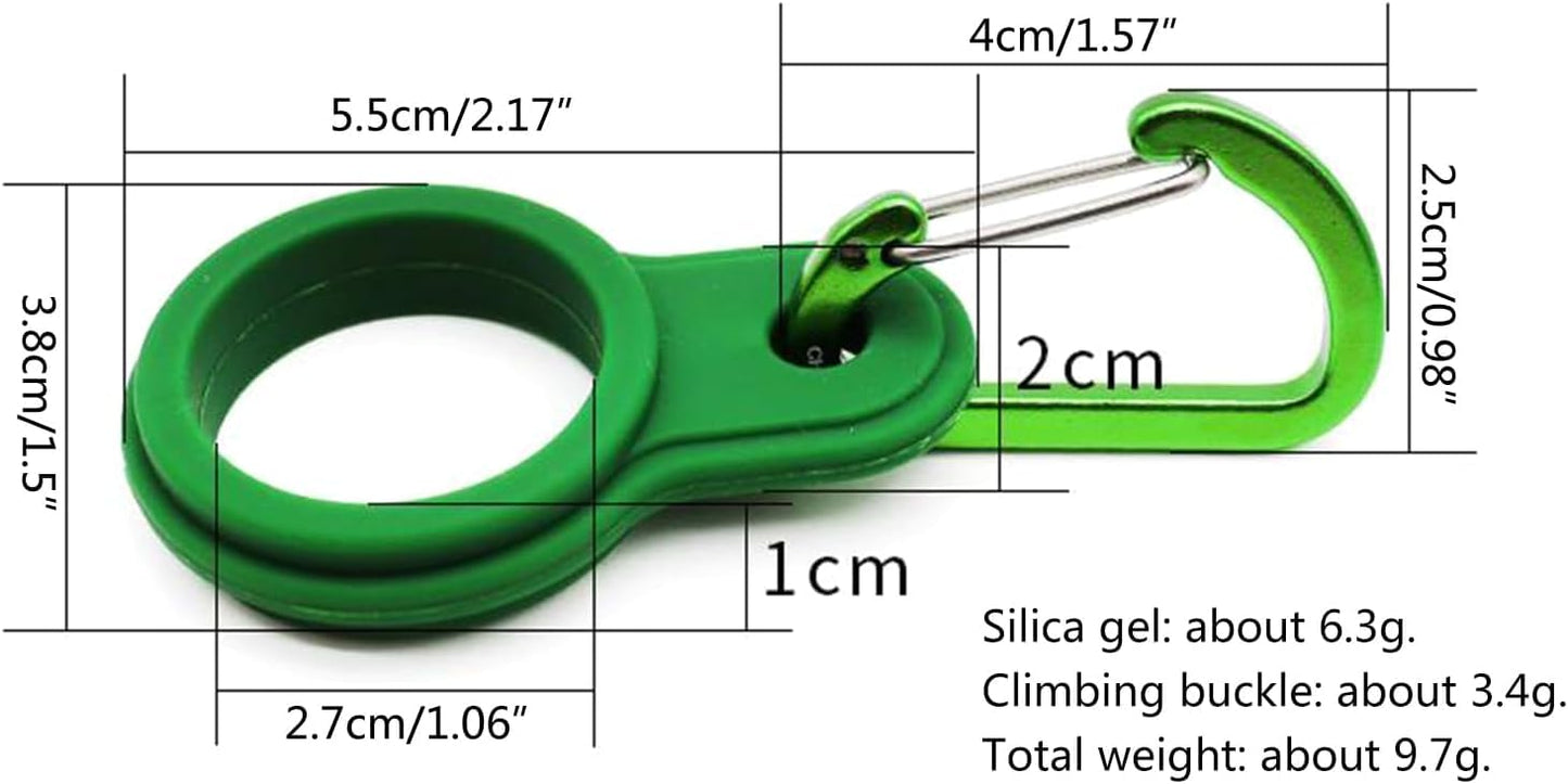 6 Pcs Silicone Water Bottle Buckle with Carabiner Clip Portable Secure Bottle Holder Water Bottle Hanging Rings Silicone Water Bottle Buckle Portable Hiking Camping Water Bottle Accessories