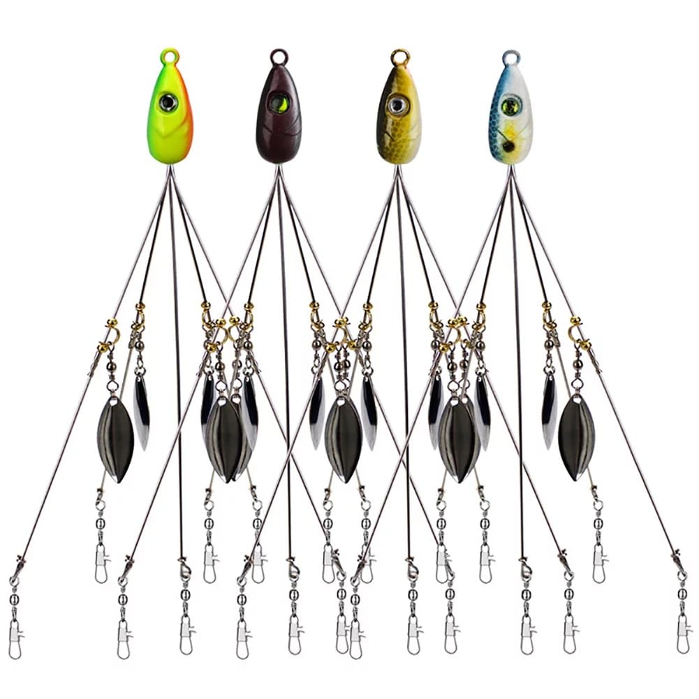 4Pack Premium18g 5 Arm Alabama Rig Head Umbrella Fishing Group Lures Bass Swimming Baits(Multicolor)