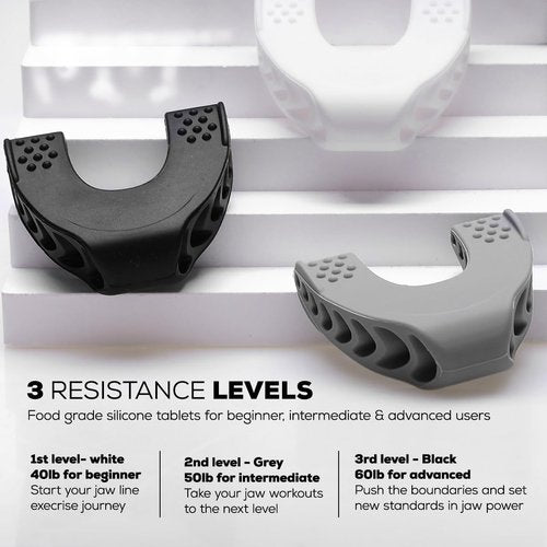 Elegancy Premium Jawline Exerciser | 3 Strengths Non-Toxic Silicone Trainer | Double Chin Exerciser & Mewing Device for Men & Women