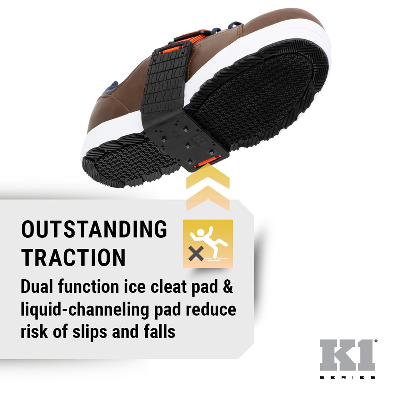 K1 Mid-Sole Ice Cleats for Men & Women - Rotatable Traction Aids For Winter Snow - Hi Vis - Low Profile