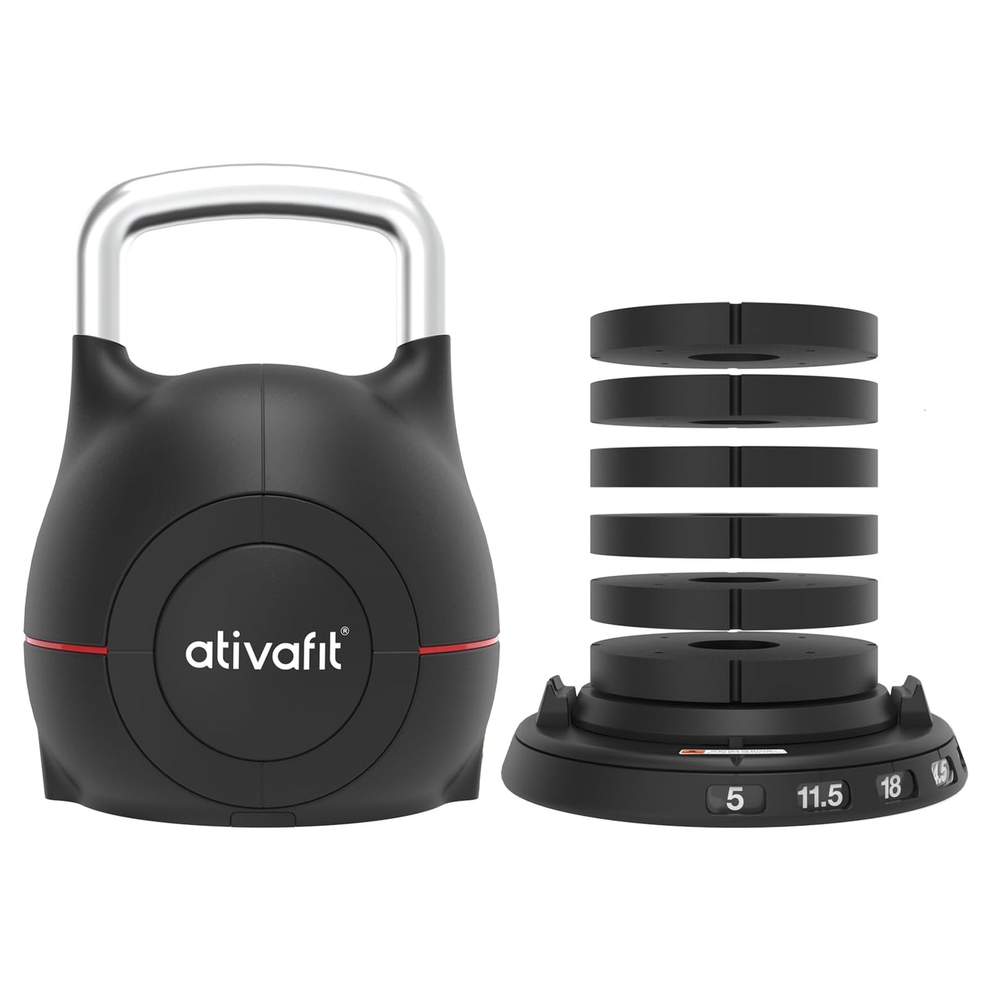 Ativafit 7 in 1 Adjustable Kettlebell 5-44lbs Adjustable Kettlebell with Solid Aluminum Handle Quick Adjustment Weights With Safety Locking Systerm Space Saving Strength Training For Women and Men Full Body Home Gym Workout
