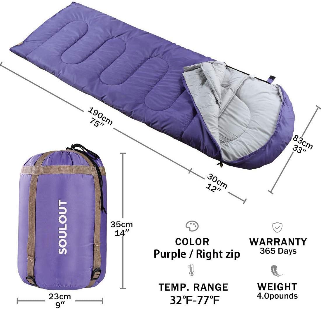 3-4 Season Sleeping Bag for Adults & Kids, Lightweight Warm Cold Weather Camping Bag with Waterproof Compression Sack – Portable for Hiking, Backpacking, Traveling & Outdoor Adventures
