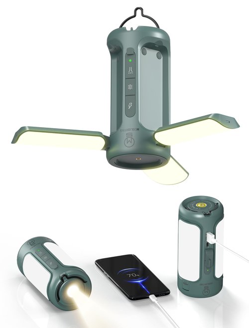 MOSLIGHTING Foldable Camping Light Rechargeable Lantern, 10000mAh, Portable Flashlight, IP54 Waterproof, 1/4" Screw Adapter, 750LM, 5 Modes, LED Tent Light for Camping, Hiking, Fishing