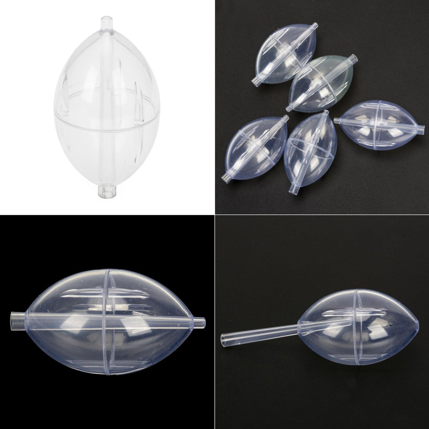 FGDTREE 5Pcs FishingsCastings Bobbers Spin Float Fishing Clear Float Plastics Oval Ball Strikes Easy to Use Fishing Clear Float Buoys Slip Bobbers Strikes
