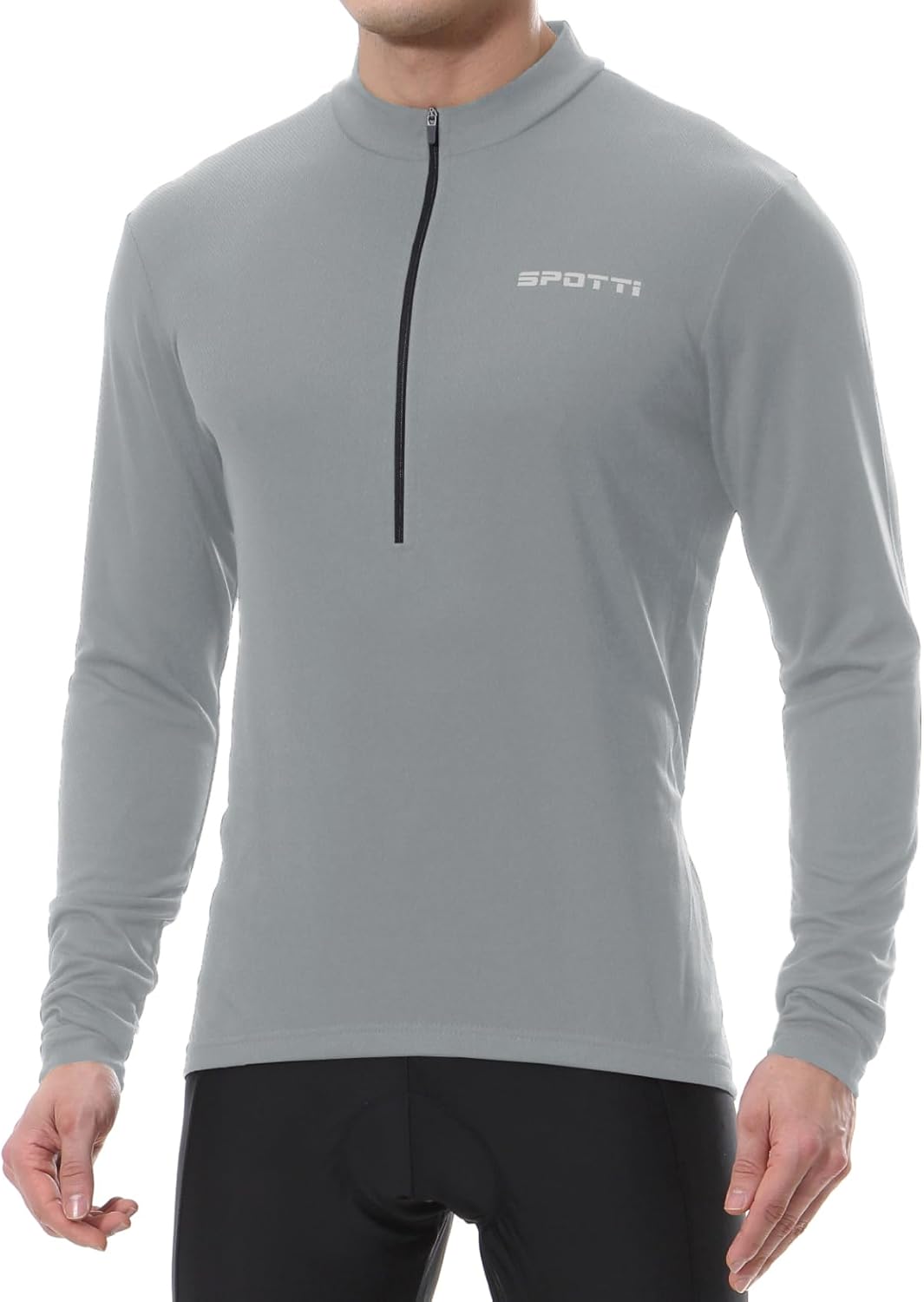 Spotti Men's Cycling Bike Jersey Long Sleeve with 3 Rear Pockets - Moisture Wicking, Breathable, Quick Dry Biking Shirt