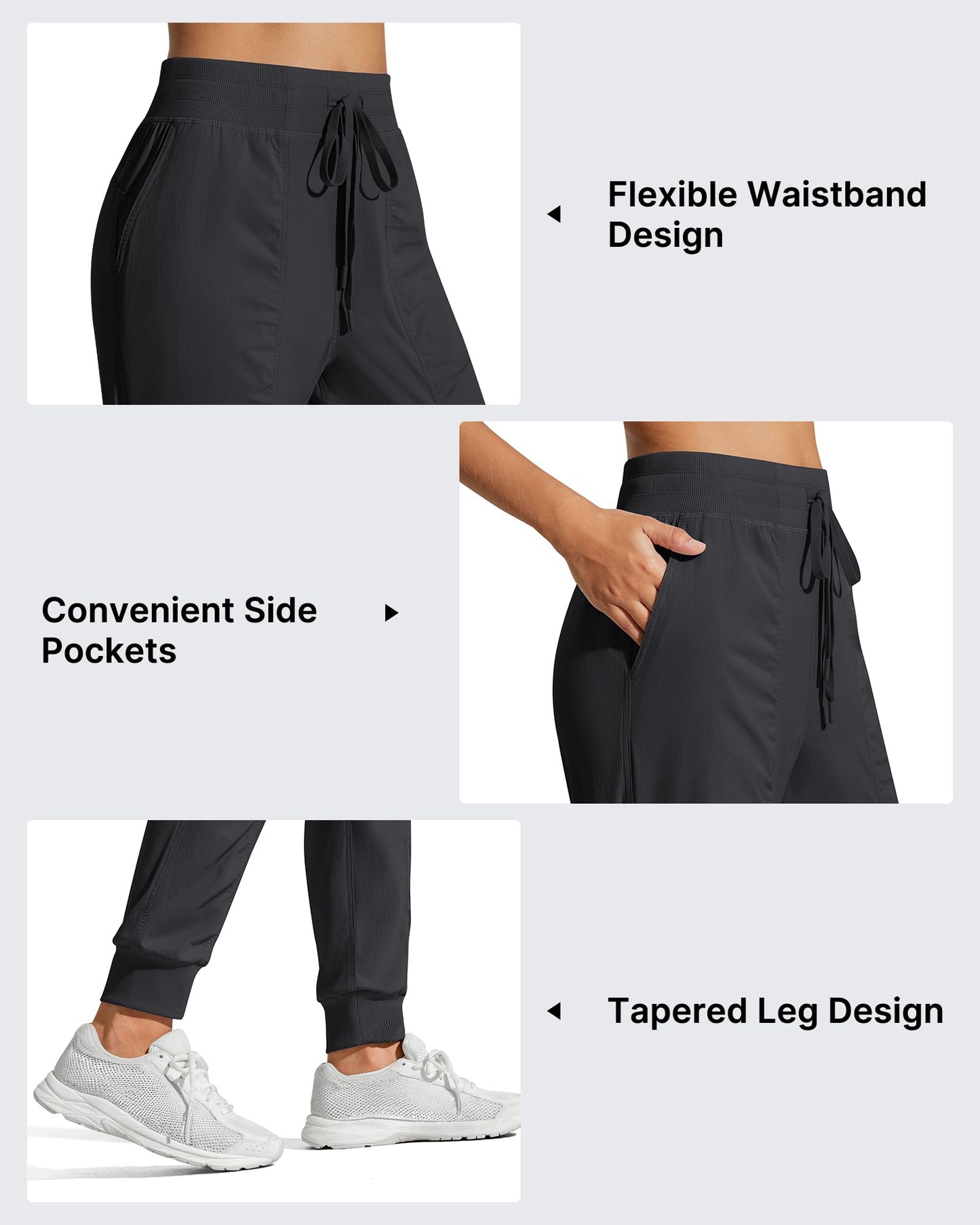G4Free Women's Jogging Pants with Pockets Elastic Drawstring Workout Sweatpants Soft Stretch Gym Sweats Casual Outdoor (Black,L,31.5")