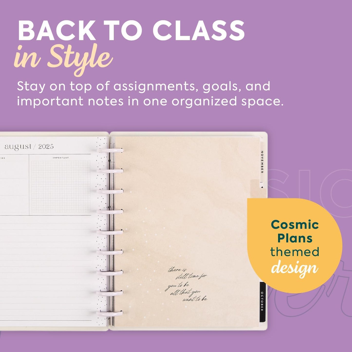 Happy Planner Disc-Bound 12-Month July 2025–June 2026 Planner with 3 Extra Months, Classic Size, Teacher Layout, Teacher Notes, 7" x 9.25”