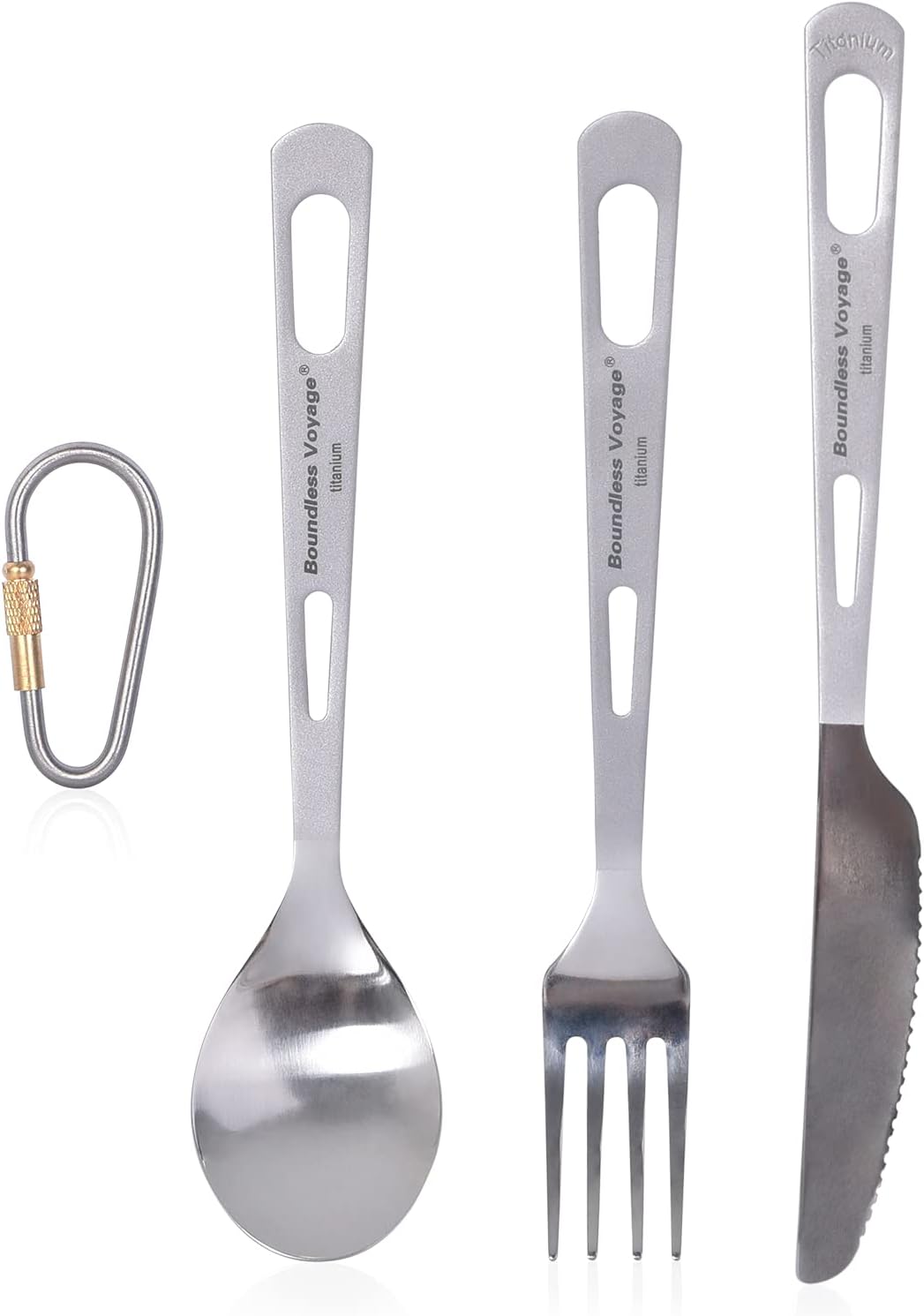 iBasingo Titanium Tableware Camping Fork Spoon Outdoor Cutlery Set Travel Utensils for Picnic Hiking Backpacking Home Use
