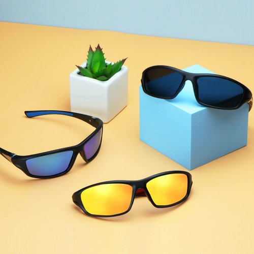 YEIN Polarized Sports Sunglasses Driving Baseball Cycling Running shades For Men UV400 Protection(Blue + Black)