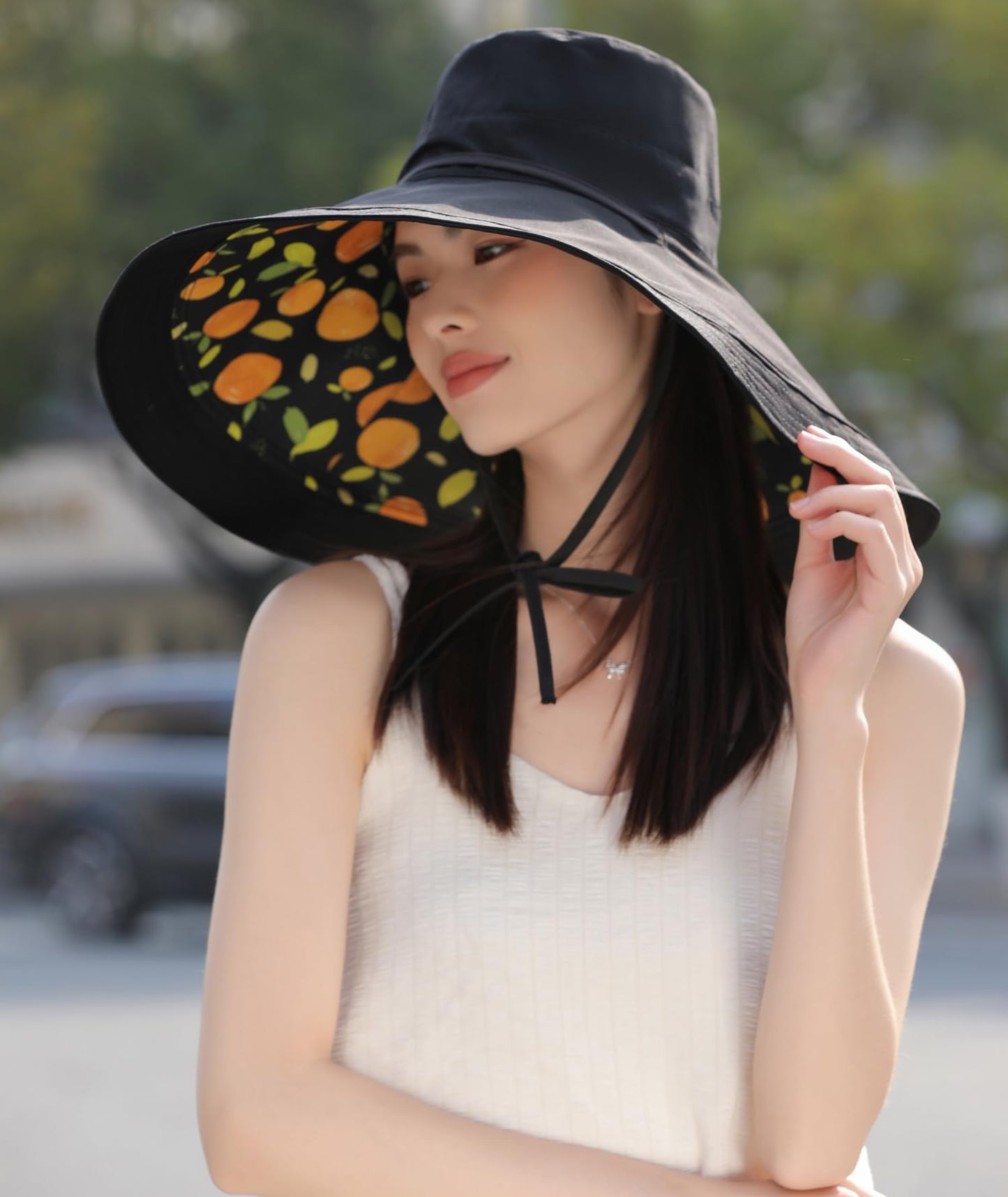 7 inch Wide Brim Women Summer Sun Floppy Hat Beach Bucket Hats Reversible Foldable Fishing Travel UV Protection Ladies Hat