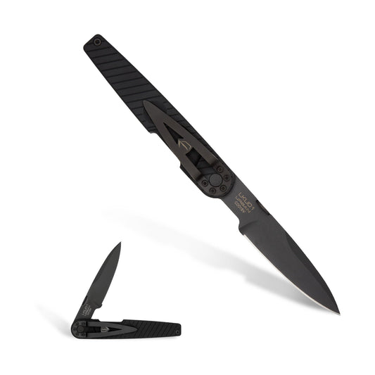 Extrema Ratio - LKU01 (Urban Dark), Böhler N690 Steel Blade 58 HRC, Black Burnished Finish, Smooth Aluminum Handle, Compact Design, Italian Craftsmanship