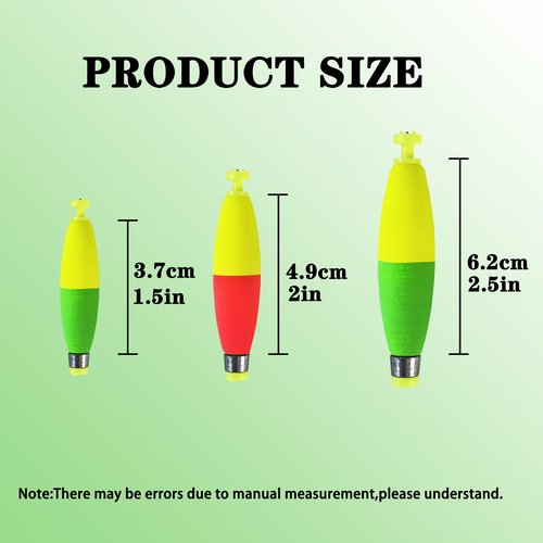 Bombite Weighted Bobbers for Fishing Floats Cigar Shape EVA Foam Snap-on Fishing Bobbers for Crappie Bluegill Panfish Trout Catfish Bass 10 Packs 2.5in