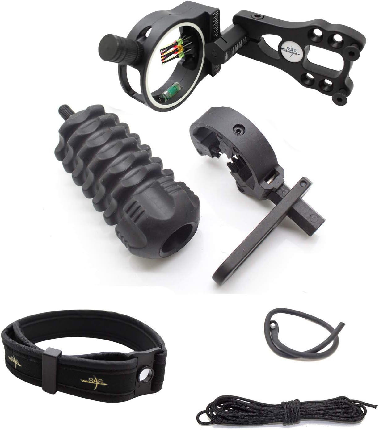 Archery Essential Accessory Upgrade Combo 5-pin Bow Sight, Arrow Rest, Stabilizer, Braided Bow Sling, Peep Sight