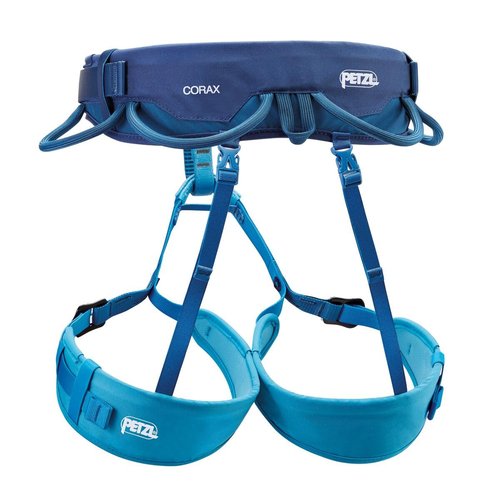PETZL CORAX Comfortable and fully adjustable harness for gym and outdoor climbing, dual buckle waist, 2, navy blue