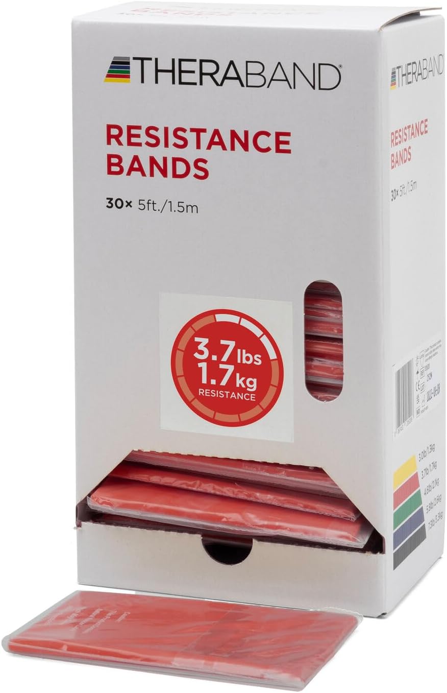 THERABAND Professional Resistance Bands - 5ft Latex Elastic for Home Workouts, Rehab & Pilates (15/30 Count)