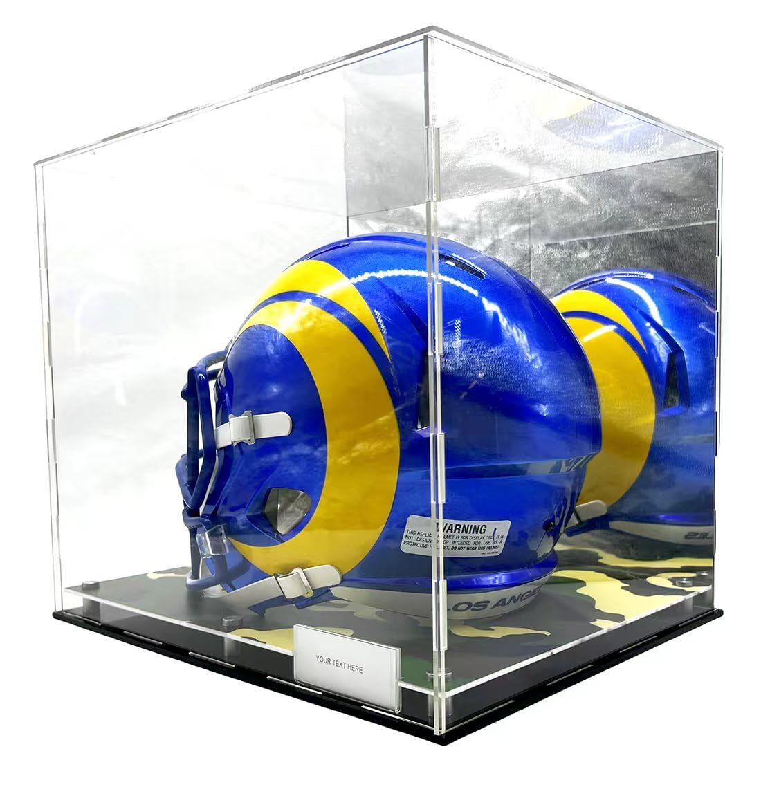 Football Helmet Acrylic Display Case Box Camouflage Camo Mirror Shoes Riser Showcase Shoes UV Protection Forest Army Clear 15x12x12