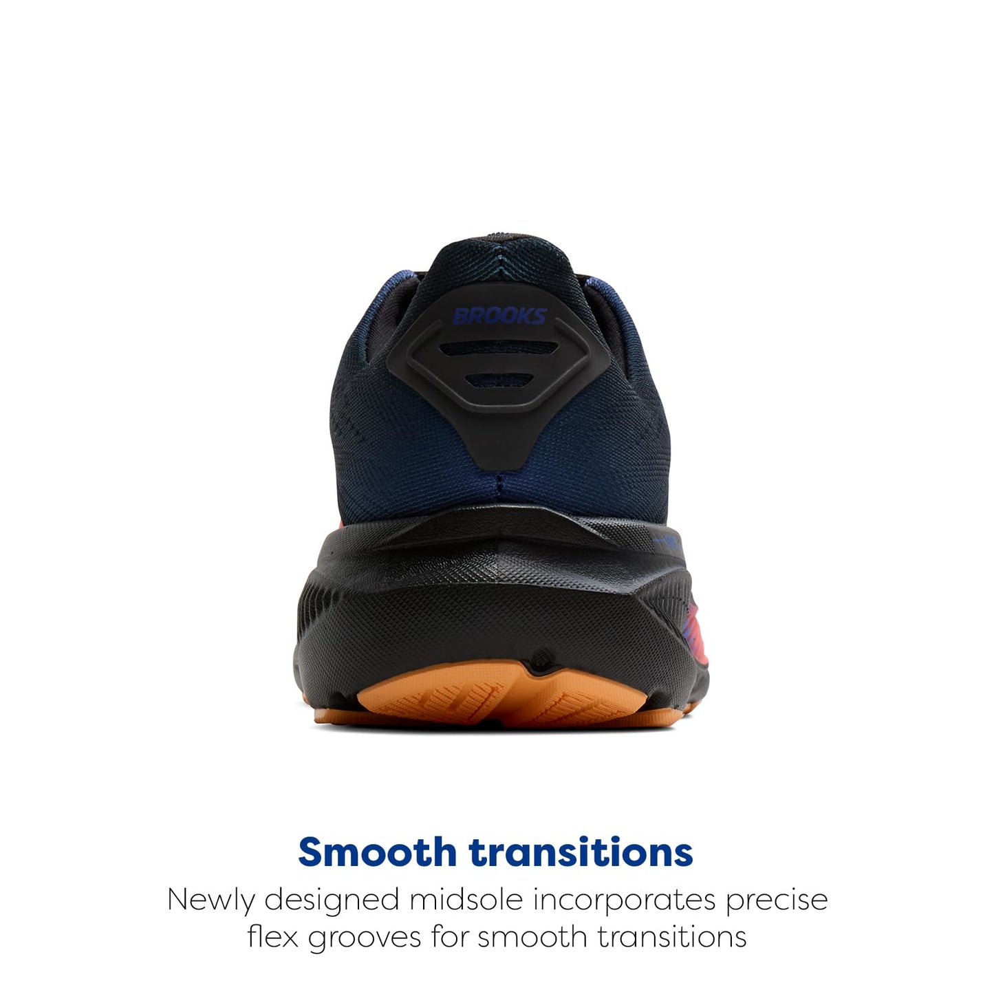 Brooks Men’s Ghost 17 Neutral Running Shoe - Night/Blue/Papaya - 10 Medium