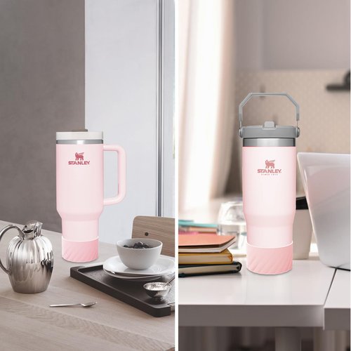 BNNECEU Enhanced Protection: Anti-Slip 2PCS Silicone Boots for Stanley Quencher H2.0 40 oz, IceFlow Flip 20 oz/30 oz, and Hydroflask 12-24 oz Bottles (Pink)