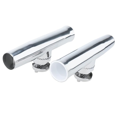 NovelBee 2pcs Stainless Tournament Style Clamp on Fishing Rod Holders,Rail Mount Fishing Rod Pole Holder for Marine Boat Yacht (for Rails 7/8" to 1")